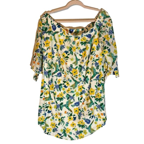 Old Navy Women's Floral Off-Shoulder Blouse Size L 100% Cotton Made In India - Picture 4 of 12